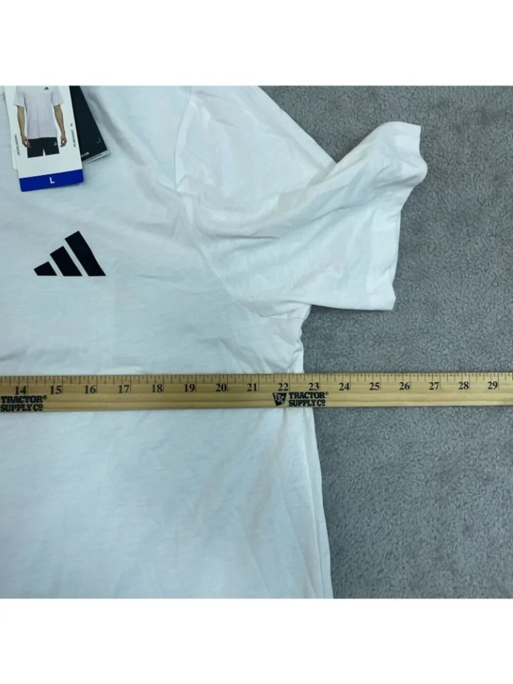 NWT Adidas Men's L White Logo T-Shirt Cotton Blend Short Sleeve